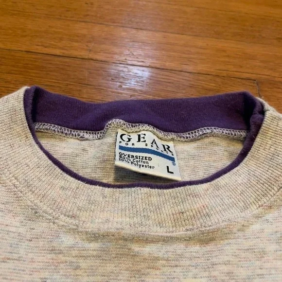 VTG 90s Gear for Sports Frankfort Michigan crest rainbow flecked tshirt L USA - Picture 7 of 8